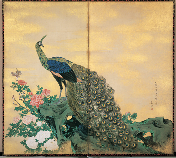 600x538 2011 Bowers Museum From World Renowned - Japanese Peacock Painting