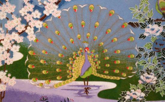 550x340 Detail Of Peacock From Japanese Painting - Japanese Peacock Painting
