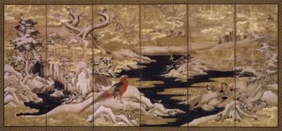 400x186 Japanese Screen Ii Art Print - Japanese Screen Painting