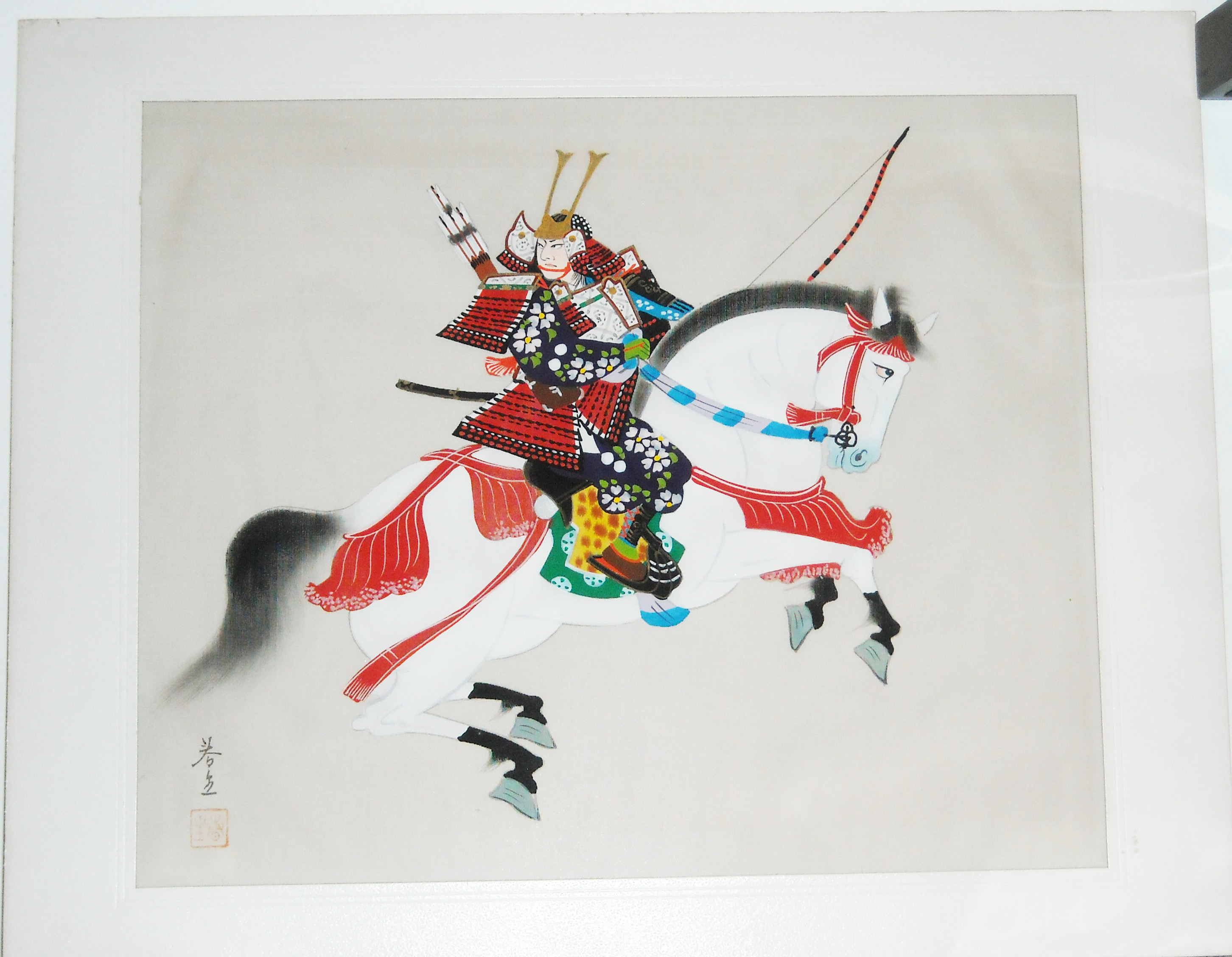 2904x2256 Japanese Silk Painting Of Samarai On Horseback Sold The Long - Japanese Silk Painting
