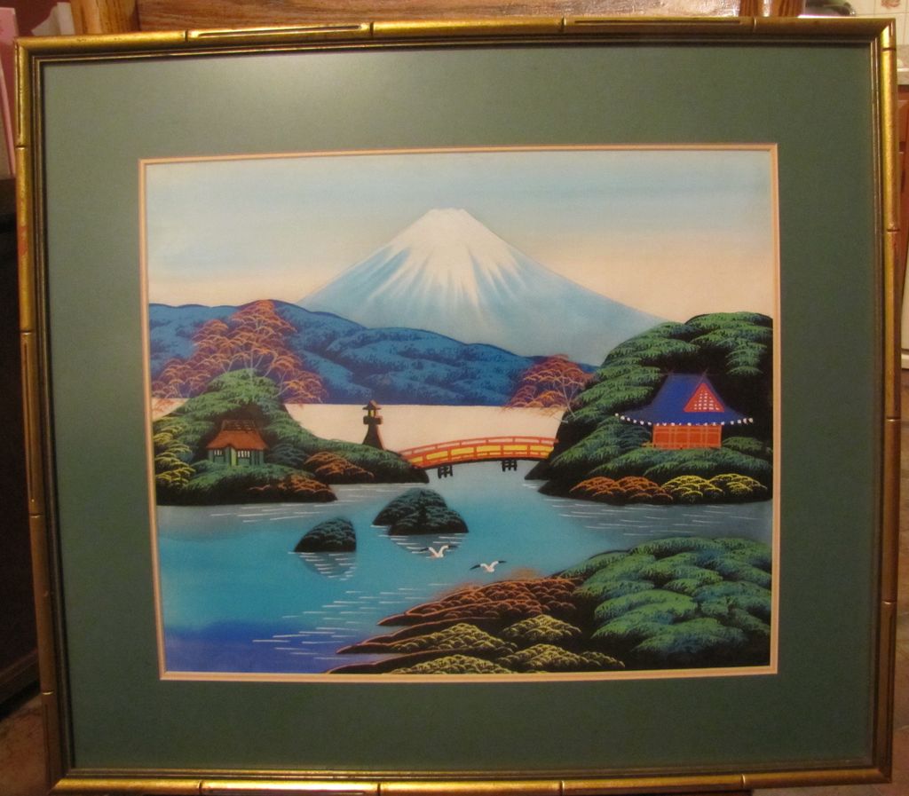 1024x897 Antiqueoyster Pair Japanese Landscape Paintings On Silk Framed Signed - Japanese Silk Painting