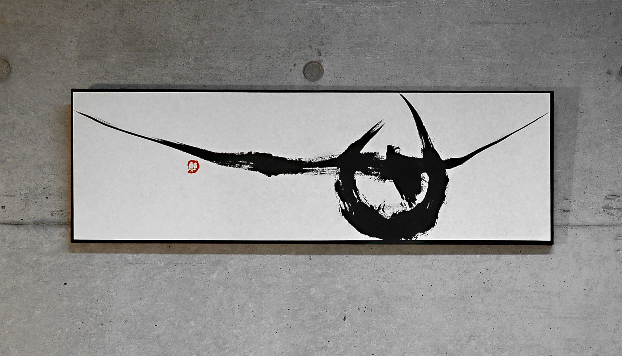 2100x1203 Sumi E Calligraphy Art By Houso Oguri (Kokoro Heart, Mind, Spirit - Japanese Sumi E Painting