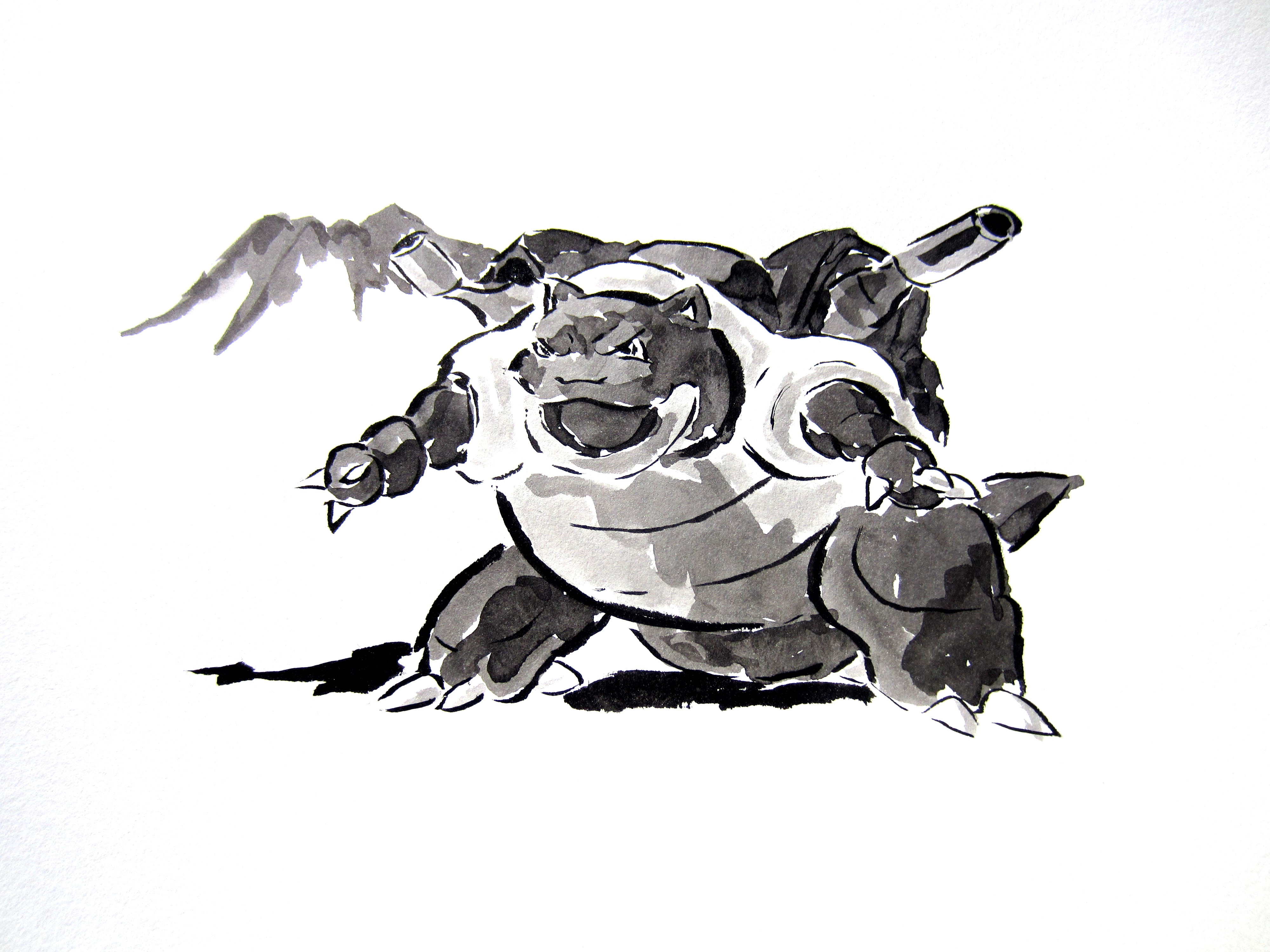 4000x3000 Pokedex In Japanese Sumi E Style Of Painting (Oc By Me) - Japanese Sumi Painting