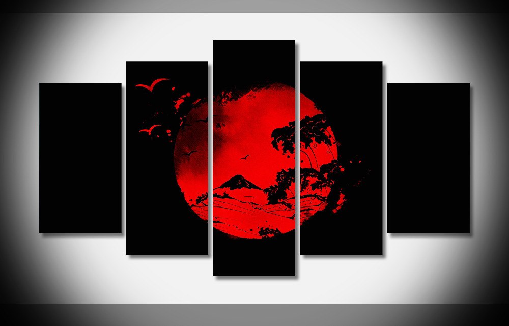 1000x641 6797 Japanese Sun Fallen Angel Artwork Home Wall Room Decor Framed - Japanese Sun Painting