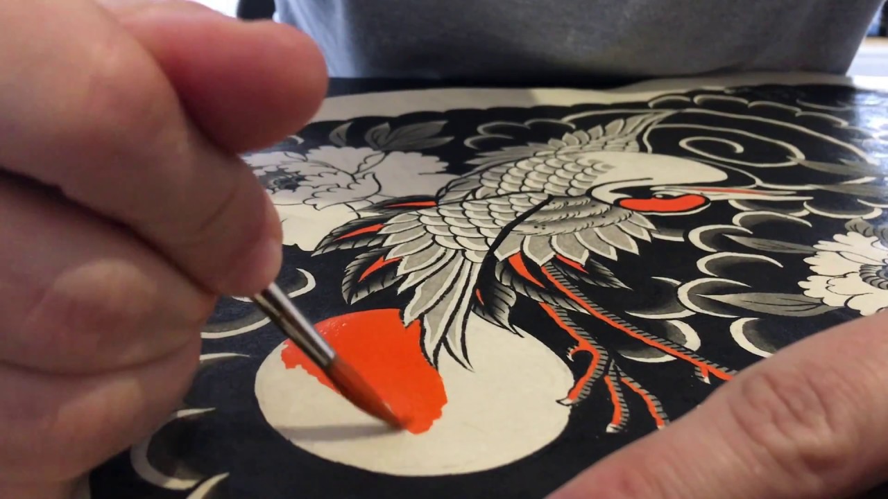1280x720 Painting Tsuru - Japanese Tattoo Painting