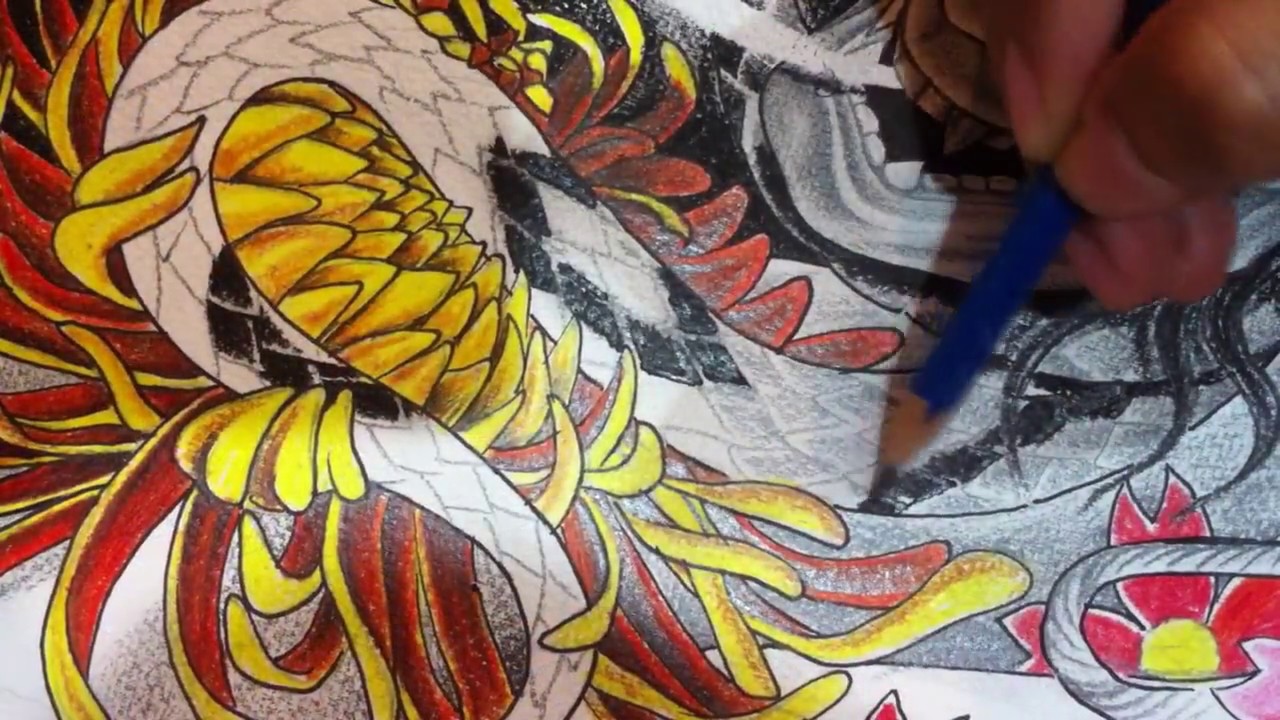 1280x720 Drawing Japanese Tattoo Design By Pang Tattoo Artist - Japanese Tattoo Painting