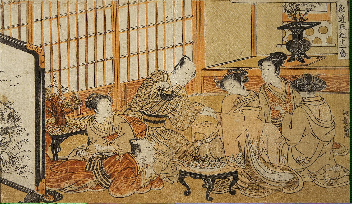 1484x862 Tea Ceremony Painting Isoda Koryusai Oil Paintings - Japanese Tea Ceremony Painting