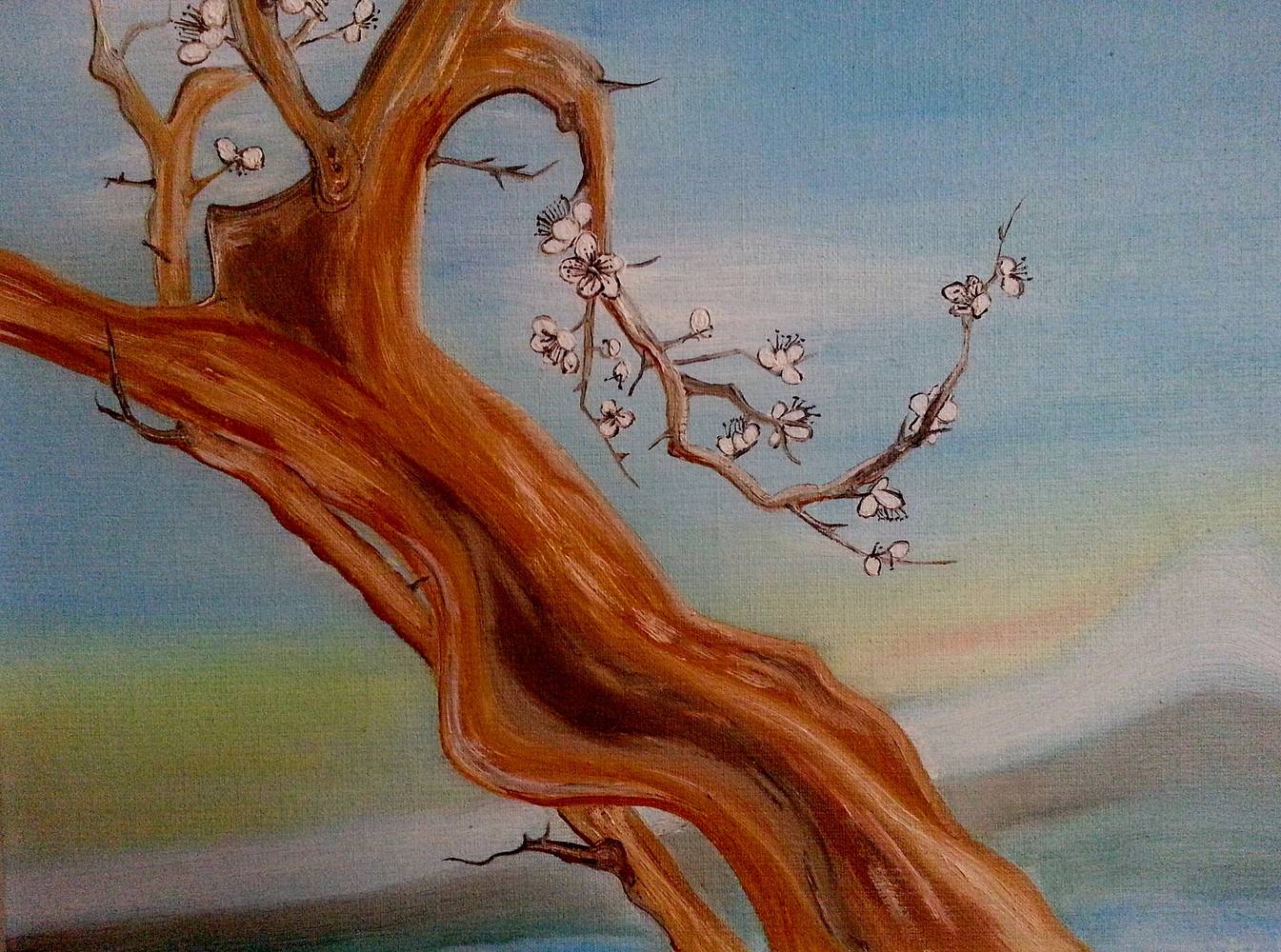 1345x1000 Old Japanese Tree Mt.fuji,japan - Japanese Tree Painting