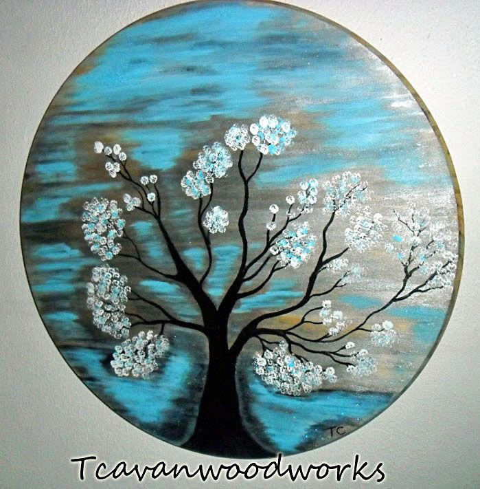 699x711 Japanese Tree Painting, Modern Floral Art, Acrylic Oriental Tree - Japanese Tree Painting
