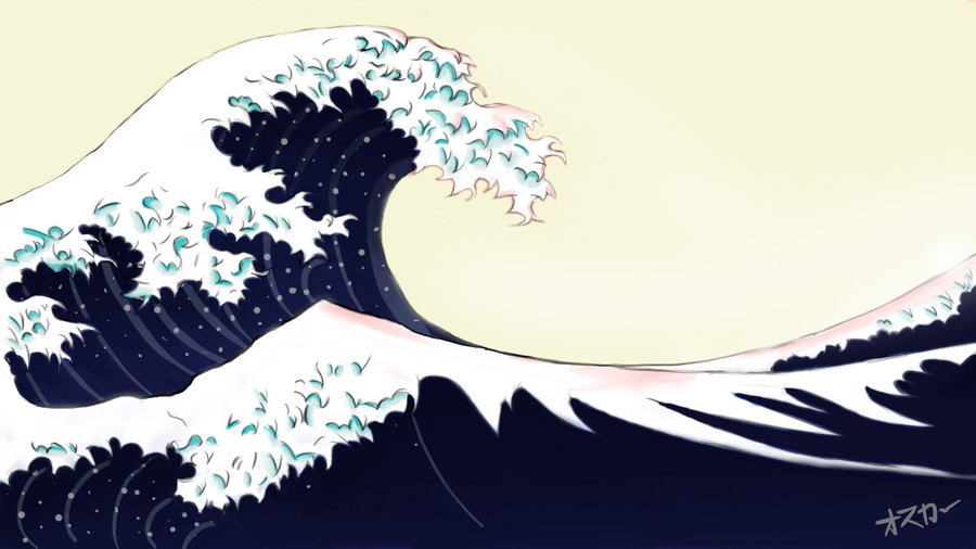 900x506 Japanese Waves By Lilkao - Japanese Tsunami Painting