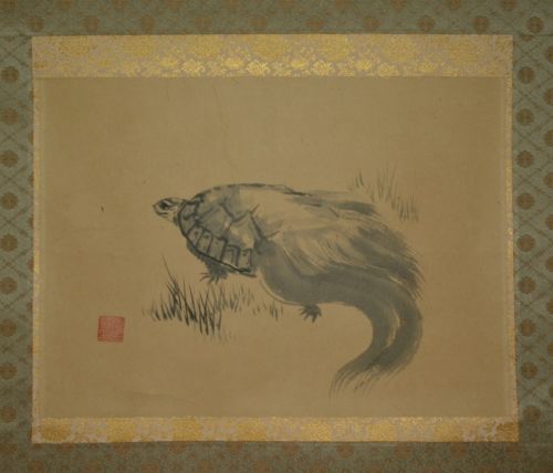 500x428 Hanging Scroll Japanese Painting Turtle Japan Asian Antique Paint - Japanese Turtle Painting
