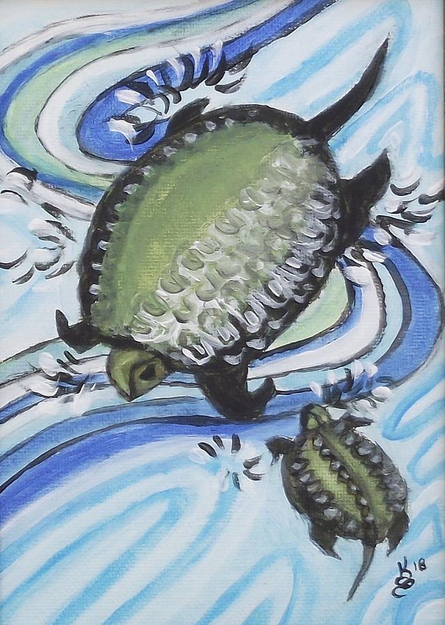 641x900 Japanese Turtle Painting By Kim Selig - Japanese Turtle Painting