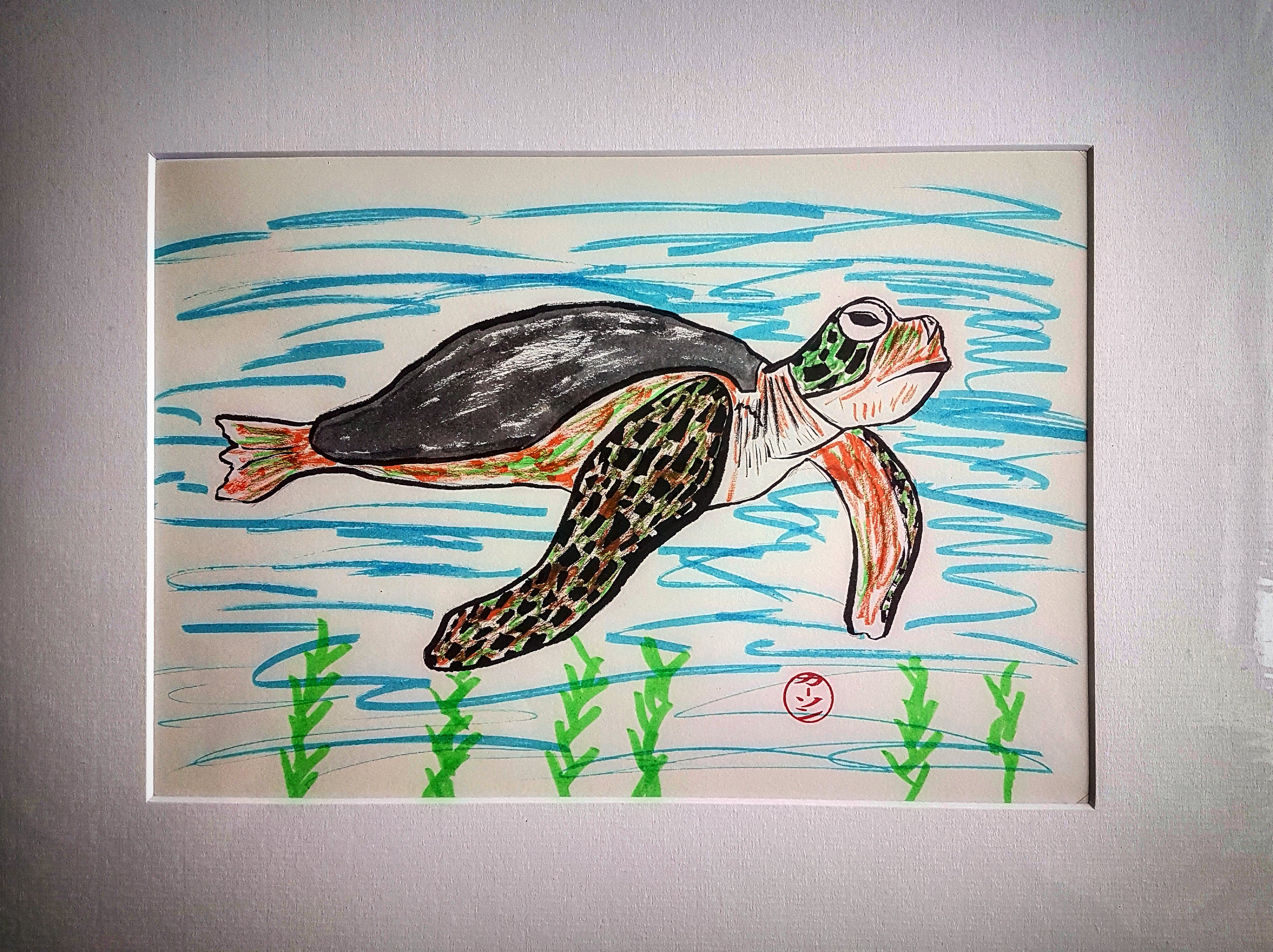 3644x2726 Sea Turtle - Japanese Turtle Painting