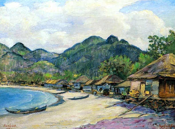612x451 Japanese Village, 1921 - Japanese Village Painting