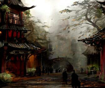 336x280 Japanese Village Japanese Culture, Samurai, Art, And Beauty - Japanese Village Painting