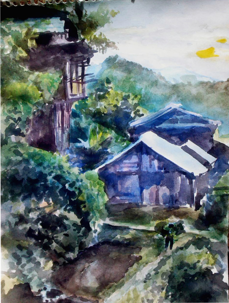 778x1027 Japanese Village By Alya Y - Japanese Village Painting