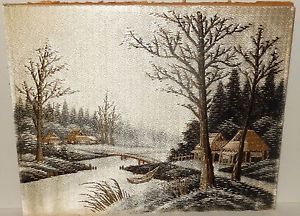 300x216 Old Japanese Silk Village Embroidery Tapestry Painting Ebay - Japanese Village Painting