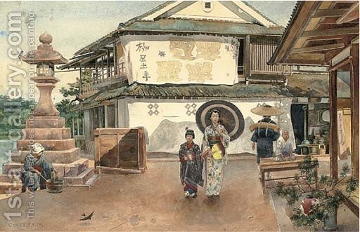 512x331 Walking Home, An Afternoon In A Japanese Village Charles Edwin - Japanese Village Painting
