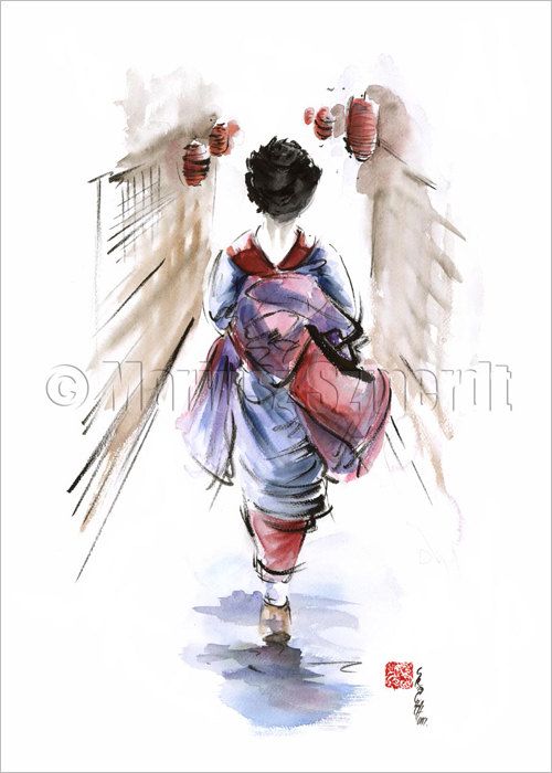 500x700 Samurai Art, Samurai Orginal Art, Original Painting, Ink Painting - Japanese Warrior Painting