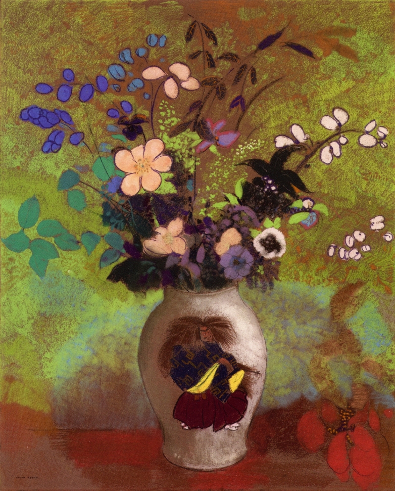 782x971 Vase With Japanese Warrior Painting Odilon Redon Oil Paintings - Japanese Warrior Painting