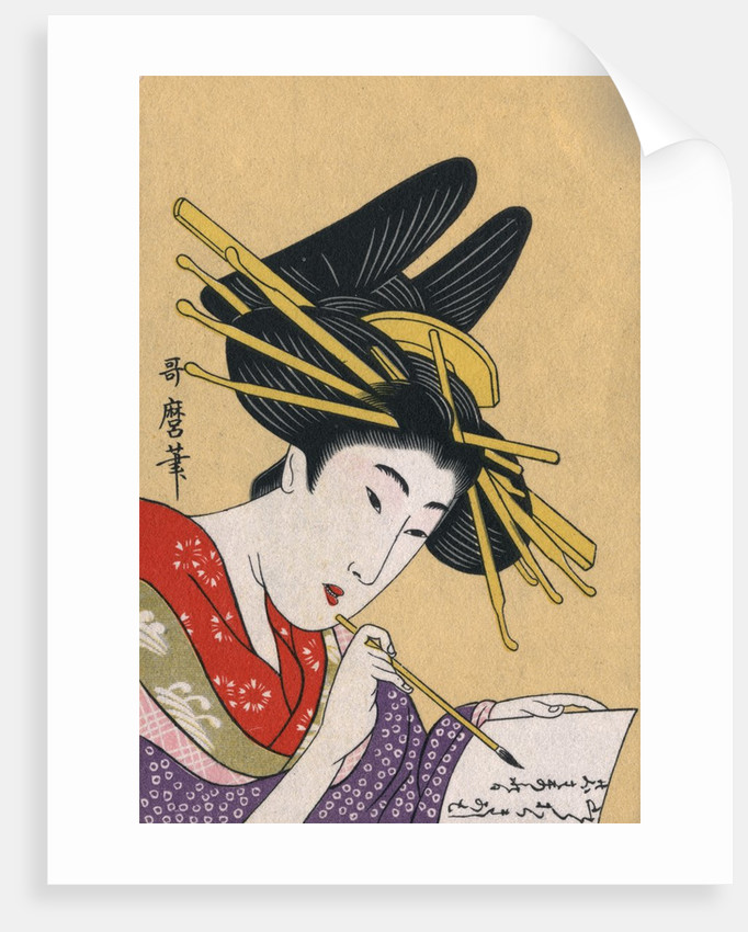682x850 Japanese Matchbox Label With A Woman Painting Posters Amp Prints By - Japanese Woman Painting