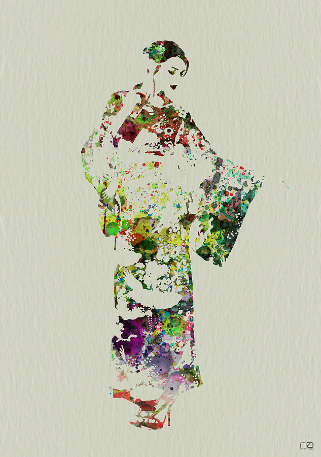 633x900 Japanese Woman In Kimono Painting By Naxart Studio - Japanese Woman Painting