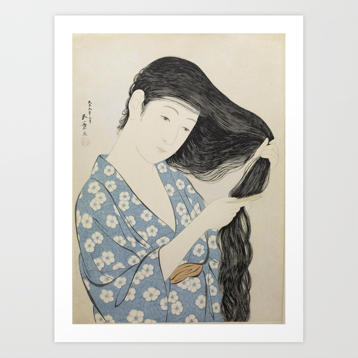 700x700 Japanese Woodblock Print, Vintage Art, Watercolor Painting - Japanese Woman Painting