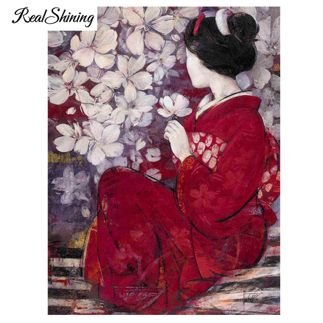 640x640 Realshining Full,diamond Embroidery Japanese Women Diy Diamond - Japanese Woman Painting