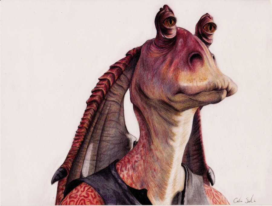 900x681 Jar Jar Binks By Carolinesalinas - Jar Jar Binks Painting