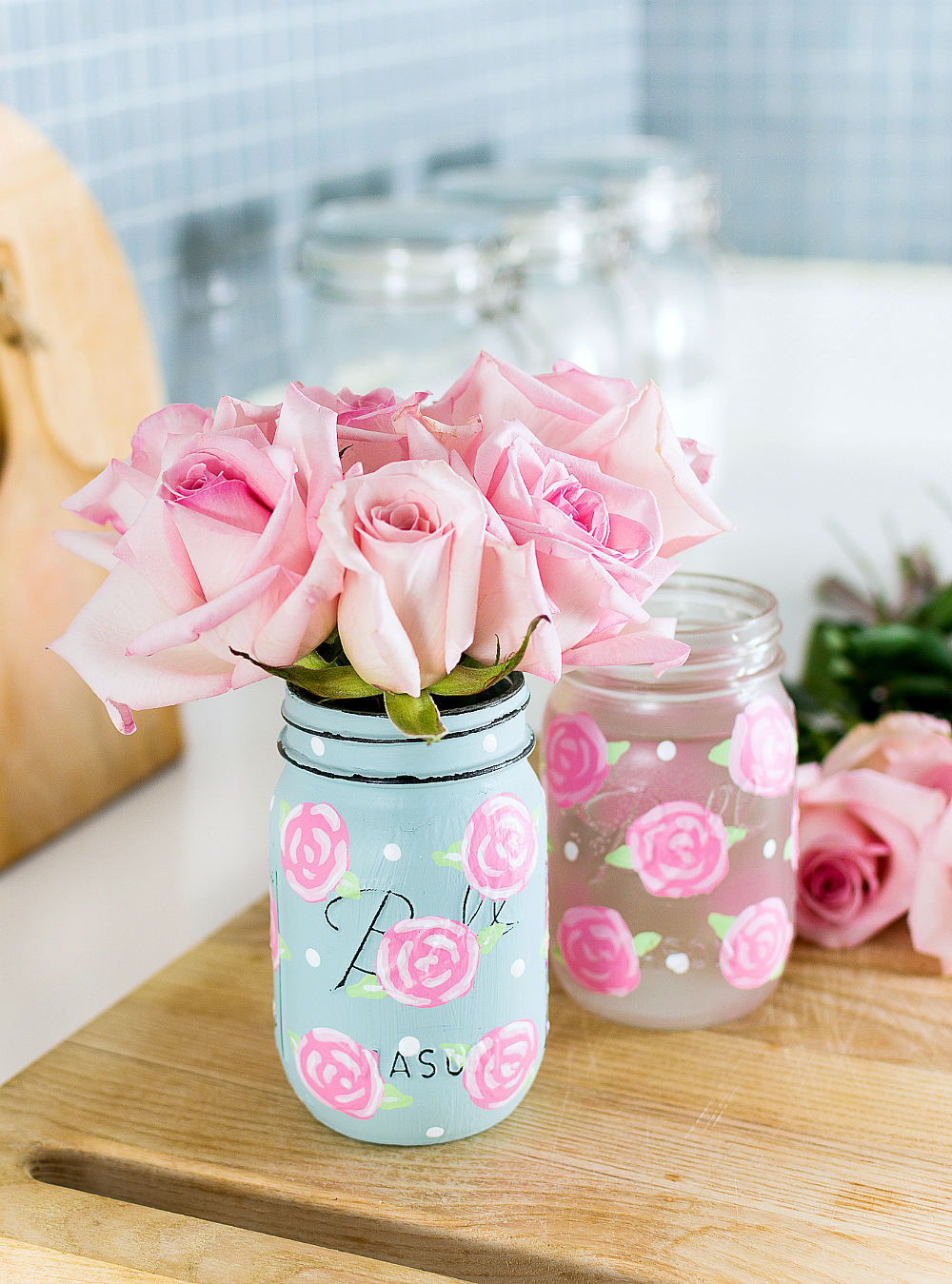 1000x1349 Painted Rose Mason Jars - Jar Painting