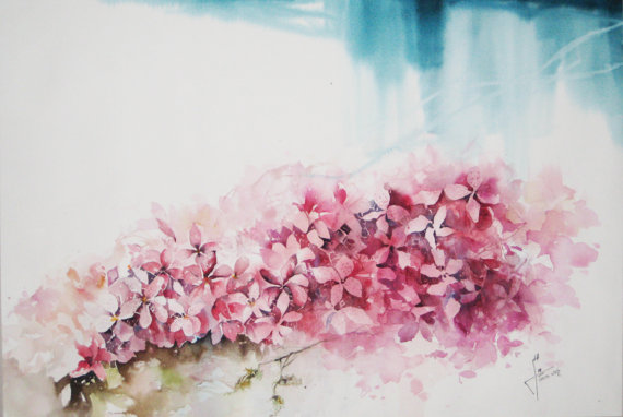 570x382 Jasmine Flower Watercolor Painting Print - Jasmine Flower Painting