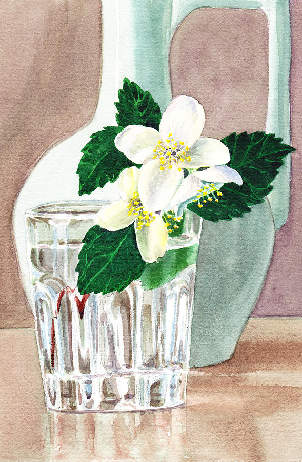 589x900 Jasmine Painting By Irina Sztukowski - Jasmine Flower Painting