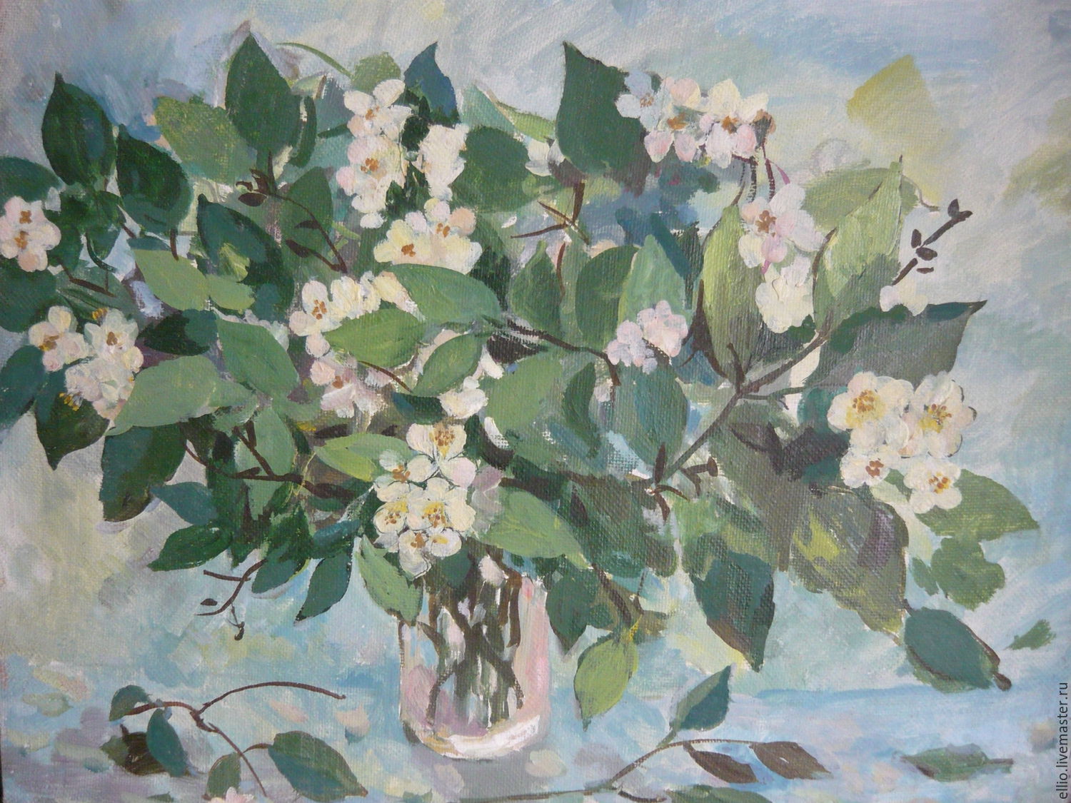 1500x1125 Jasmine Oil Painting On Canvas Shop Online On Livemaster - Jasmine Flower Painting