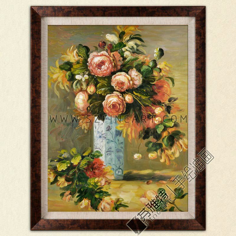 800x800 Roses And Jasmine In A Delft Vase,100% Handmade Impression Flower - Jasmine Flower Painting