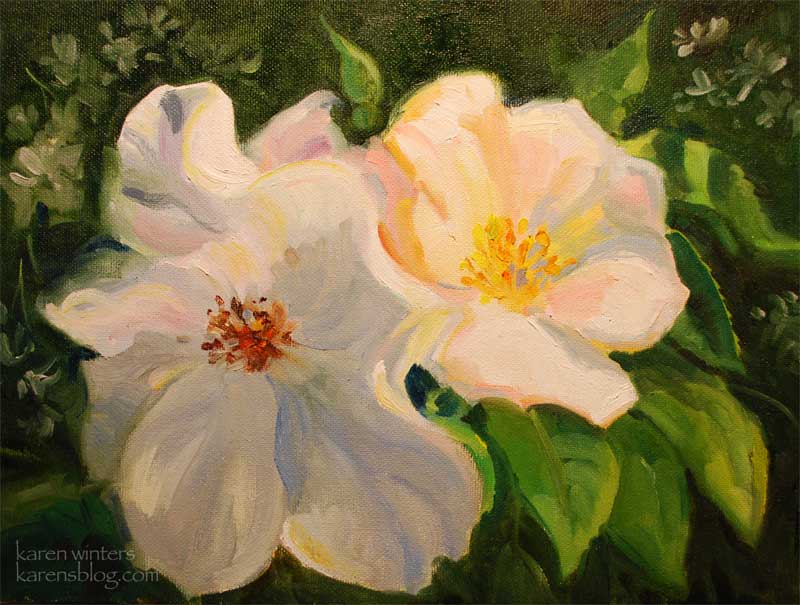 800x605 White Roses Botanical Oil Painting Sally Holmes - Jasmine Painting