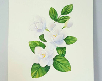 340x270 Handmade Gouache Etsy - Jasmine Painting