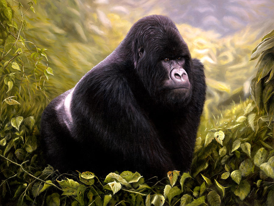900x675 Silver Back Mountain Gorilla Painting By Jason Morgan - Jason Morgan Painting