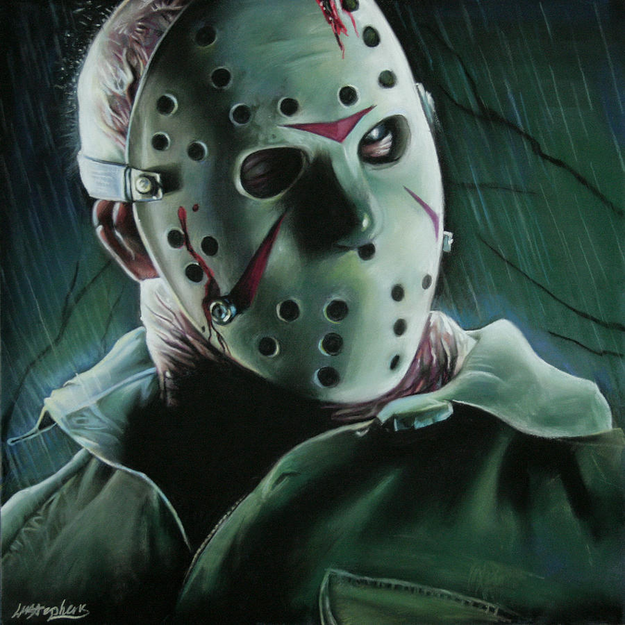 900x900 Jason Voorhees Painting By Lorna Stephens - Jason Painting