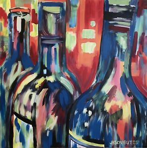 297x300 Original Acrylic Painting Wine Bottles By Artist Jason Butts - Jason Painting