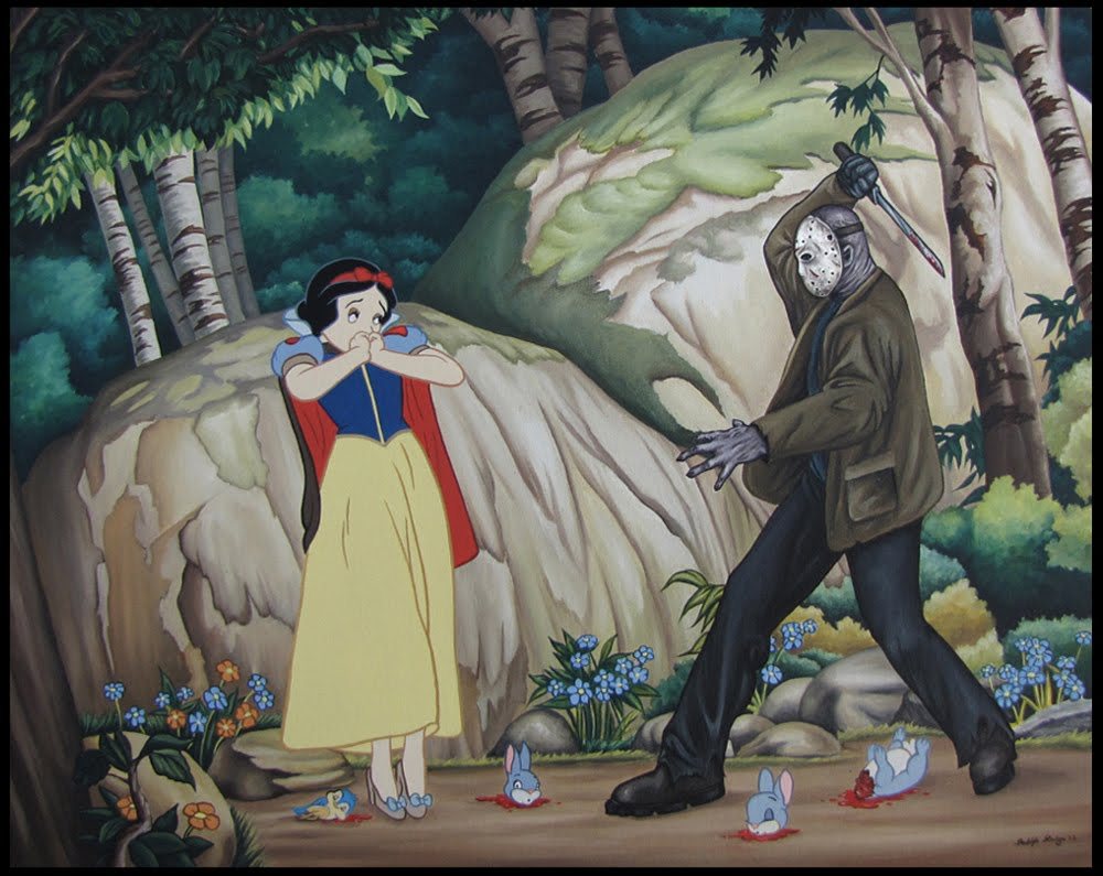 1000x795 Art Film Disney Painting Horror Sleeping Beauty Snow White Jason - Jason Painting