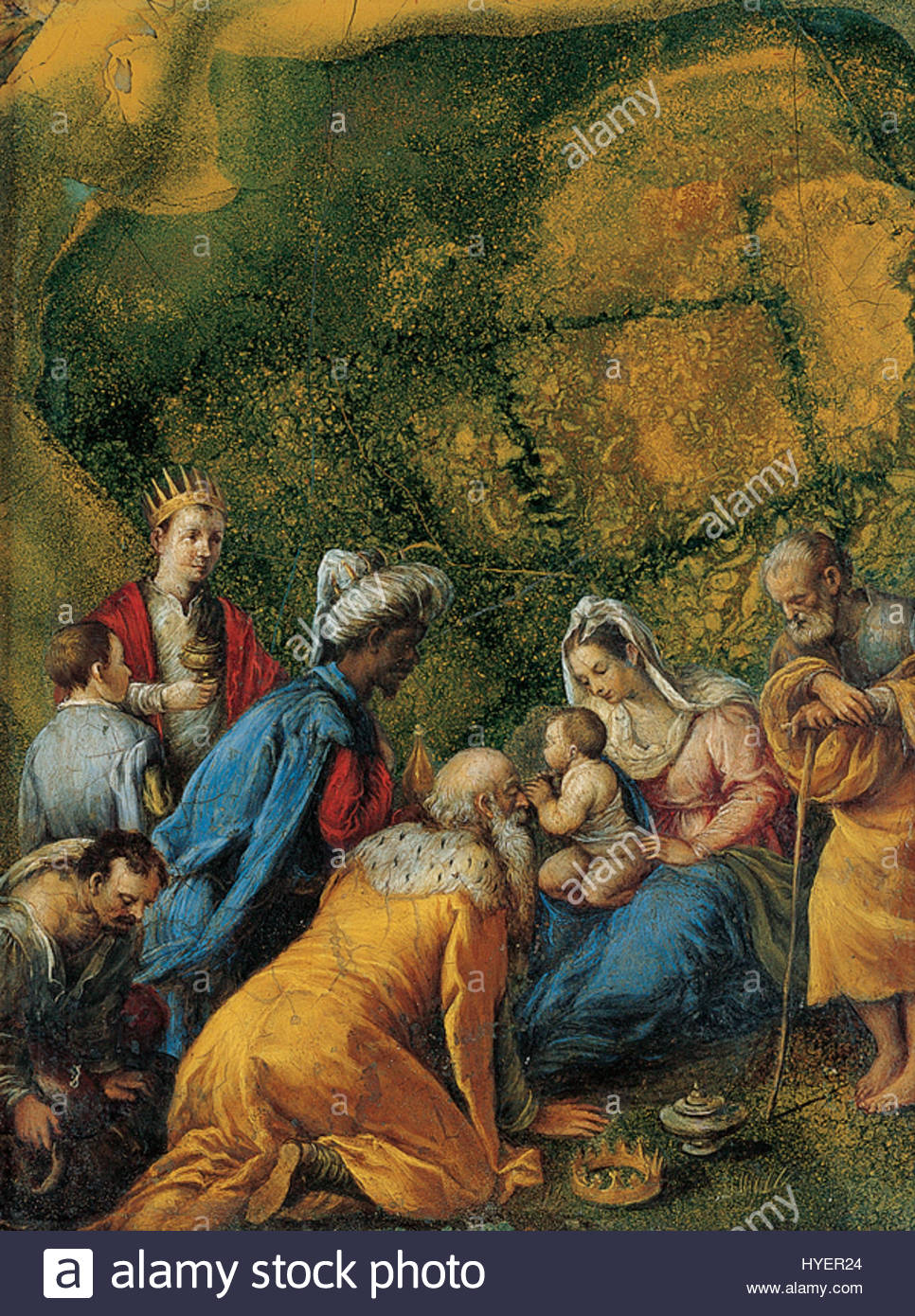 966x1390 The Adoration Of The Magi', Oil On Jasper Painting By Jacopo - Jasper Painting