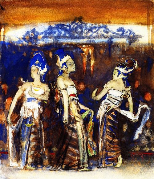 500x581 Javanese Dancing Girls Painting John Singer Sargent Oil Paintings - Javanese Painting
