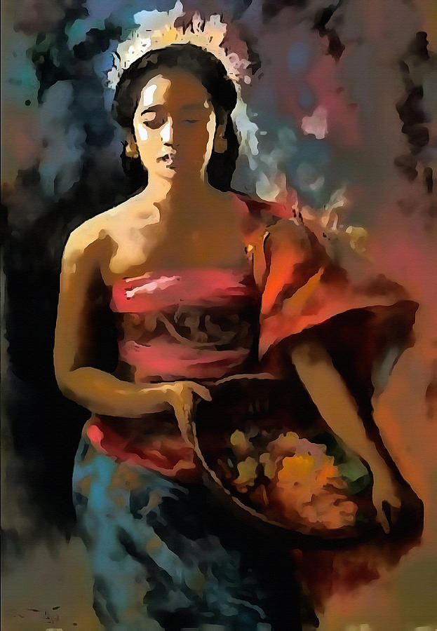 623x900 Javanese Girl Painting By Mario Carini - Javanese Painting