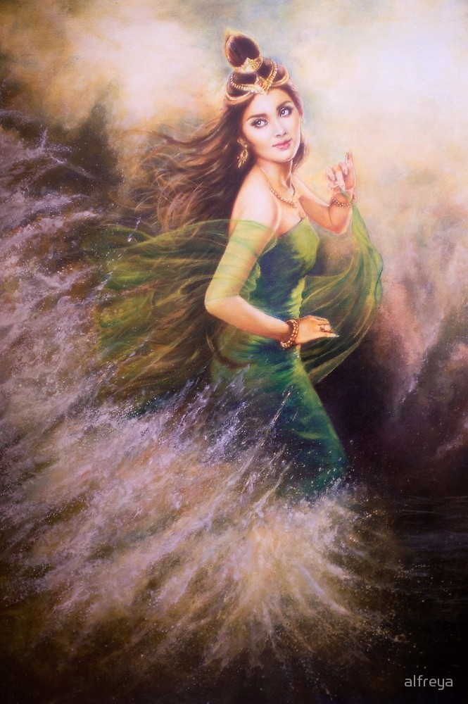 665x1000 Portrait Painting Of Javanese Ocean Goddess By Alfreya Redbubble - Javanese Painting