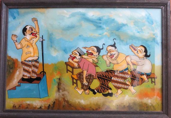 570x393 Vintage Javanese Painting On Glass From Java By Tceclecticimages - Javanese Painting