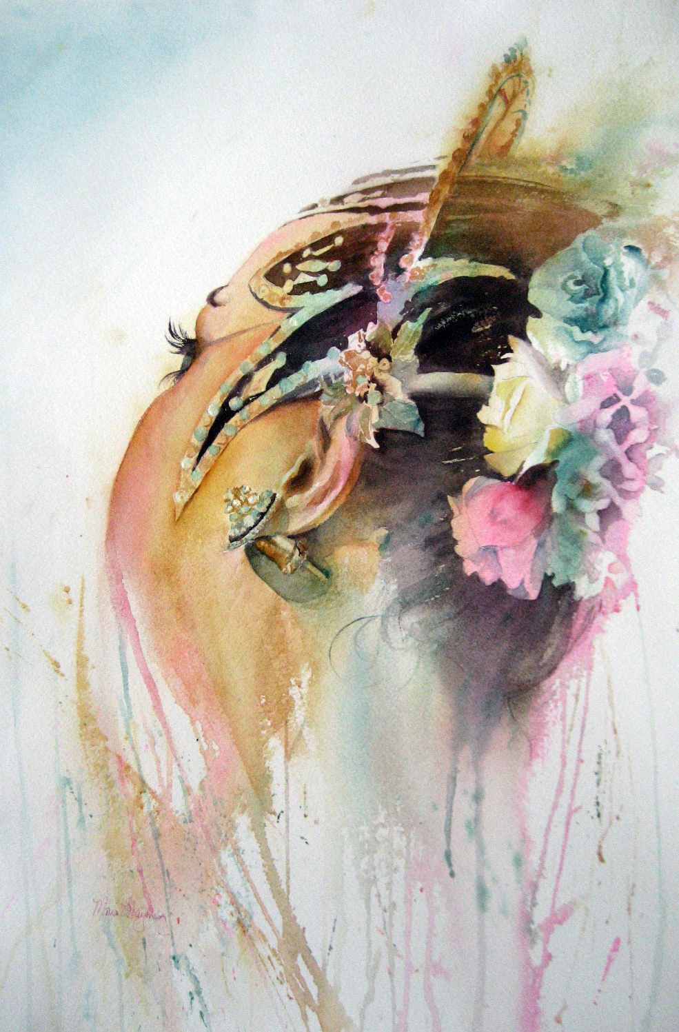 985x1497 Watercolor Painting Javanese Bride - Javanese Painting