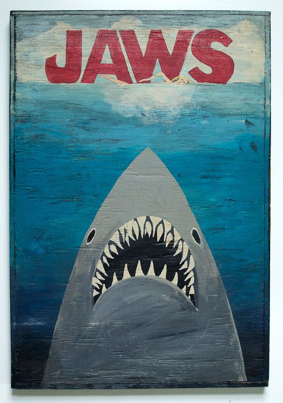570x809 Jaws Painting, Shark, Outsider, Folk Art, Fishing - Jaws Painting
