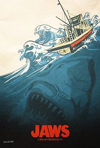202x300 Jaws Retro Vintage Funky Movie Film Pop Art Print Canvas Painting - Jaws Painting