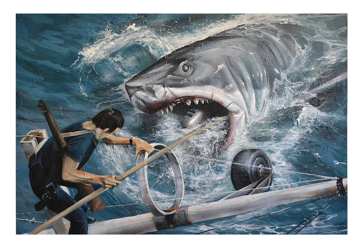 1169x800 Celebrate 40 Years - Jaws Painting.
