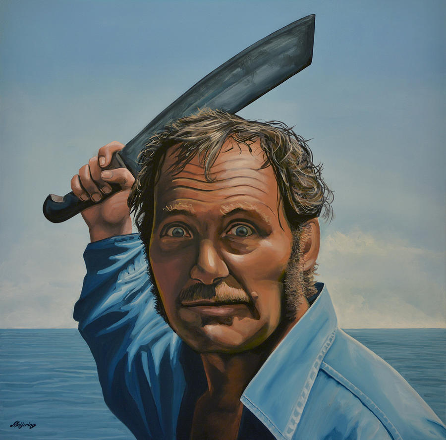 900x888 Robert Shaw In Jaws Painting By Paul Meijering - Jaws Painting